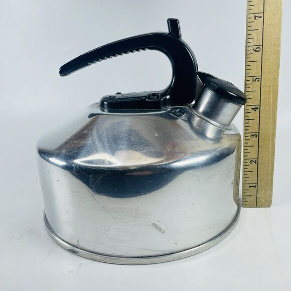 Vintage Enterprise Aluminum CO Whistle Tea Kettle Pot Chrome Silver 2.5 QT USA - Picture 4 of 13